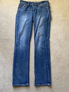 BKE Payton Jeans Women Blue Distressed Hem Universal Fit Mid-Rise Straight 26x31